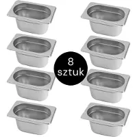 Mega -M Gastronorm - GN 1/9 Set van 8 stuks - 176x108x150 mm - Roestvrij Staal