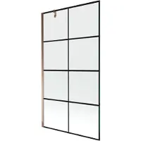 Mexen Next 1-delige badwand 100 x 150 , zwart raster, roze goud - 895-100-000-00-77-60