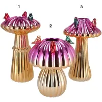 Daan Kromhout Design - vogelvaas - vaas - goud - pink - paddenstoel - H25 cm - Ø16 cm - u ontvang nr. 3 van de foto !