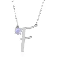 Cavill - Zilveren Halsketting - 925 Sterling Zilver Geplatineerd met 0,393 ct Regenboog Maansteen Rond Geslepen - Elegante Damesketting 40-50 cm