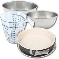 Zenker Bakkersset met 27 cm springvorm, 2 mengkommen, maatbeker en spatel