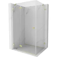 Mexen Lunar linksdraaiende opklapbare douchecabine 85 x 90 , transparant, geborsteld goud - 834-085-090-55-00-L