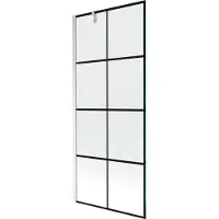 Mexen Next 1-delige badkuipscherm 80 x 150 , zwarte ruit, chroom - 895-080-000-00-77-01
