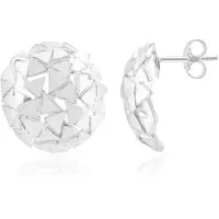 Cavill - Nan Collection Zilveren Oorbellen - 925 Sterling Zilver - Grote Geometrische Oorbellen - Gepolijst - Elegante Dames Stekers - 19 mm