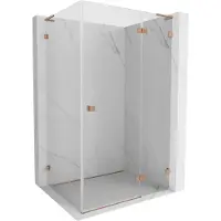Mexen Lunar L rechts scharnierende douchecabine 85 x 90 , transparant, geborsteld koper - 834L-085-090-65-00-P