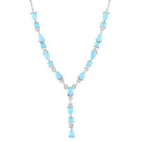 Cavill - Zilveren Halsketting - 925 Sterling Zilver Geplatineerd - 2,78 ct Sleeping Beauty Turkoois - Elegant Ovaal en Druppelvormig Sieraad