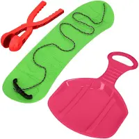 KOTARBAU Speelset: Snowboard, sneeuwballenvanger, glijbaan voor kinderen. Speelset voor in de sneeuw. Glijbaan, snowboard, sneeuwballenmachine. Groen, rood en roze
