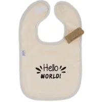 Vib - Slabber 'Hello WORLD!' beige - Babykleertjes - Baby cadeau - zwangerschap aankondiging - geboorte cadeau