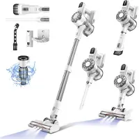 Teendow V08 Pro 6-in-1 Draadloze Steelstofzuiger - 25kPa Zuigkracht - 5-Laags HEPA-Filtratie 99,99% - 1,37kg Lichtgewicht - Verwisselbare Accu 35min - Wandmontage/Staand Dock