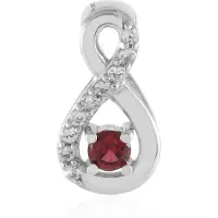 Cavill - Hanger 925 Sterling Zilver Geplatineerd - Rode Spinel 0,08 ct & Cambodjaanse Zirkonia - Elegant Ronde Edelsteen Ketting