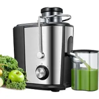 Aura Professionele Juicers - Sapcentrifuge voor Groenten & Fruit - Juicer Met 0.65 L Sapbeker en Pulpreservoir - 2 Snelheden - 600W - Zwart en Zilver - 29cm x 26cm x 18cm