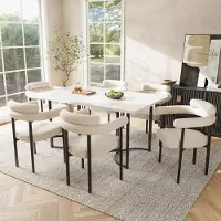 STILVORA Eetkamerstoel 70 X 62 X 84 Cm - Ergonomische Brede Zitting Met Zachte Bekleding - Voor Eetkamer Woonkamer En Werkkamer - IJzer Beige