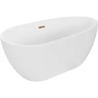 Mexen Eos vrijstaand bad 150 x 75 , wit, overloop rosegoud - 52471507500-60