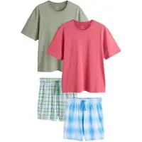 Next Pyjama kort royal blue/koningsblauw / groen / framboos / wit