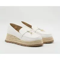 Buonarotti - loafers - mocassins - espadrilles - schoenen - wit - hoogwaardig imitatieleer - sleehak - canvas hak - maat 36 - hakhoogte 3 cm - zoolhoogte 2 cm, bij twijfel bestel 1 maat groter