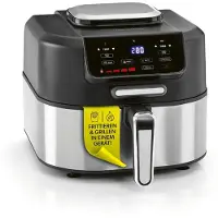 DS Produkte FryBBQ Heteluchtfriteuse 5L – Airfryer met boven- en onderwarmte, 5 Modi inclusief Drogen – 2-in-1 Friteuse en Grill met Gegoten Aluminium Rooster