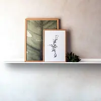 Famanu Wandrek om op te hangen, zwevend wandrek, lang, 110 cm, hangrek voor fotostandaard, witte wandplanken voor keuken, woonkamer, slaapkamer, badkamer enz., metalen rek (1, wit)