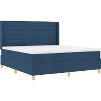 vidaXL Boxspring bed met LED-stripverlichting Blauw 180 x 200 cm Stof