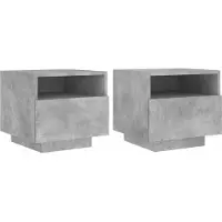 vidaXL Nachtkastjes met LED-verlichting 2 st 40x39x37 cm betongrijs