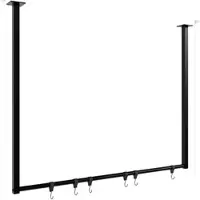 CLP Fenton Kledingstang - kledingstandaard - kledingroede - garderobestang - kleding stang - voor plafondmontage - met 6 haken - zwart