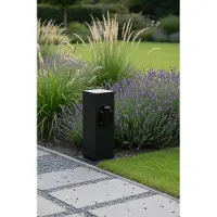 Strühm PORT - Buitenstopcontact op zuil met pinaarding - Stekkerdoos - 2 X 230V - Type E socket (Belgische versie) - IP44 weerbestendig - Mat zwart