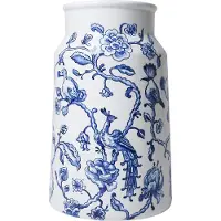 Heinen Delfts Blauw Vaas The Heritage Bonte Familie Wit / Blauw D 19 H 30 Cm