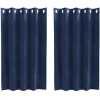 vidaXL - Blackout - Gordijnen - met - Oogjes - 2 - stuks - Donkerblauwe - Velours