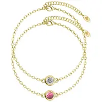 MYC Paris Geboortesteenarmbanden - Goud, kristal en roze