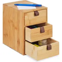 Relaxdays bureau organizer - 3 lades - bamboe - 21 x 15 x 20 cm - kantoor -