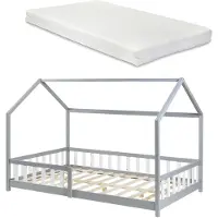 En.casa Kinderbed Hesel huisbed met matras en uitvalbeveiliging 120x200 cm gijs [] [neu.haus]