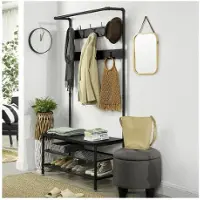 Mazazu - XL Staande Kapstok - Garderoberek - Luxe - Extra Breed - Zwart - 23 haken - 100x41,5x182cm