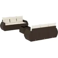 vidaXL 7-delige Loungeset met kussens poly rattan bruin
