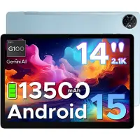 Doogee Tab E3 Max - Tablet - 32GB ROM+256GB ROM（2TB TF）- Android 15 - 14 inth IPS - 4G LTE - Gemini AI - Helio G100 - 13500mAh/18W - Quad Speakers - Face ID - 5G Wi-Fi - A GPS - GPS - Blauw