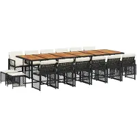 vidaXL 17-delige Tuinset met kussens poly rattan zwart