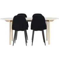 Ebuy24 Andy eethoek tafel 90x180cm en 4 teddy stoelen whitewash.