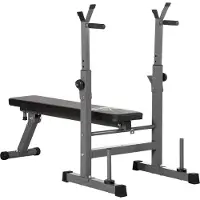 HOMCOM -Hantelbank-Stahl, Kunstleder-140L x 73B x 98-122H cm-Schwarz+Grau