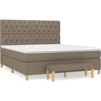 vidaXL Boxspring met matras stof taupe 160x200 cm
