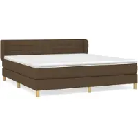 vidaXL Boxspring met matras stof donkerbruin 180x200 cm