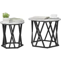 vidaXL - Bijzettafel - 2 - pcs - Grijs - Sonoma - Engineered - hout - en - staal