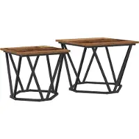 vidaXL Bijzettafelset 2 st hergebruikt hout 50 x 50 x 40 cm
