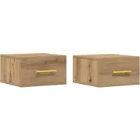 vidaXL Nachtkastje 2 st 35 x 35 x 20 cm Bewerkt hout Artisan Eiken