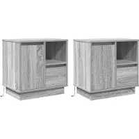 vidaXL Nachtkastje 2 st Grijs 50 x 34,5 x 50 cm. Bewerkt hout