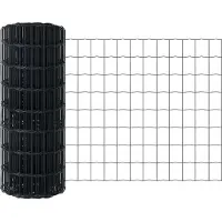 vidaXL Euro-hek met palen 10 x 0,4 m PVC-Coated Staal Grijs Mesh