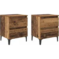 vidaXL Nachtkastje 2 st Oudhout 40 x 35 x 50 cm Bewerkt hout