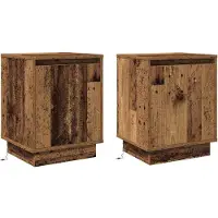 vidaXL Nachtkastje 2 st Oudhout 39 x 34,5 x 50 cm Bewerkt hout