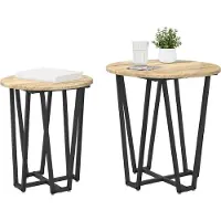 vidaXL Bijzettafelset 2 st Sonoma Eiken en Zwart 50 x 50 x 50,5 cm