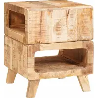 vidaXL Bijzettafel met plank Bruin 40 x 40 x 49 cm Massief Mango Hout