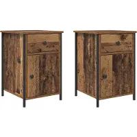 vidaXL Nachtkastje 2 st Oudhout 40 x 42 x 60 cm Bewerkt hout