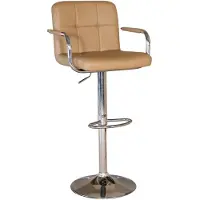 Lizzely Garden & Living SET DEAL: 2 stuks Barkruk Anel met armleuning: lichtbruin leder barstoel
