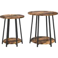 vidaXL Bijzettafelset 2 st Gerookt Eiken en Zwart 50 x 50 x 51 cm